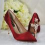 Burgundy Bridal Shoes And Matching Bag, thumbnail 6 of 8