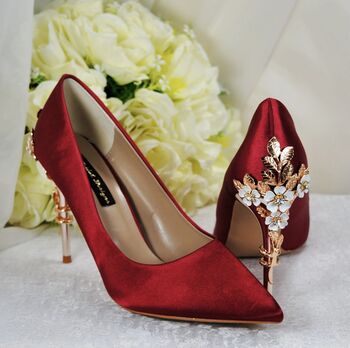 Burgundy Bridal Shoes And Matching Bag, 6 of 8