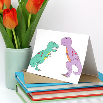 Dinosaur Engagement Greeting Card, 2 of 4