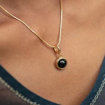 Black Onyx Healing Stone Charm Necklace, Protection, 3 of 9