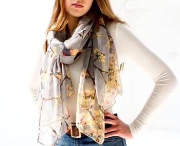 Personalised Faded Blue Bird Print Scarf, 3 of 5