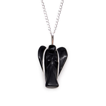 Guardian Angel Pendant Necklace | Black Agate, 2 of 6