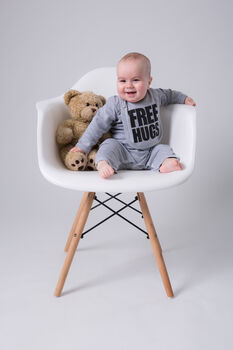 Baby Sleepsuit, Free Hugs, Cotton Babygrow, 2 of 6