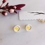 Silver And Gold Round Stud Earrings, thumbnail 3 of 4