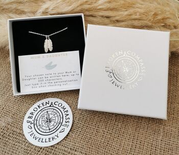 Mum And Daughter Sterling Silver Feather Necklace, 2 of 12