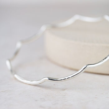Sterling Silver Geo Wave Bangle, 2 of 4