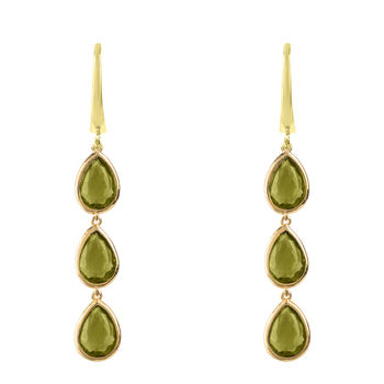 Sorrento Triple Drop Earring Gold Plated Silver, 6 of 11