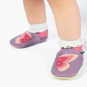 Dotty Fish Butterfly Soft Leather Baby Shoes With Barefoot Soles, 4 of 11
