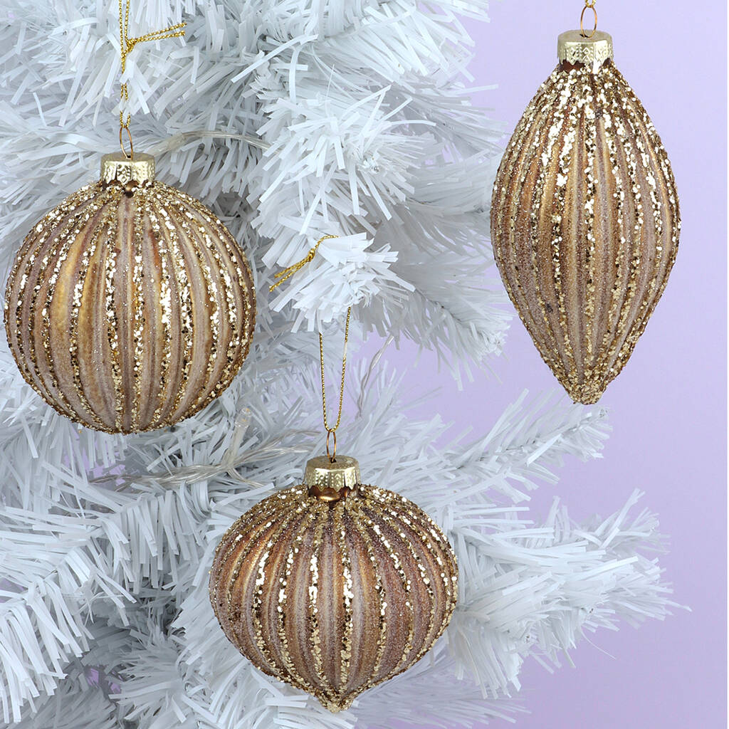 G Decor Gold Ribbed Christmas Tree Decorations By G Decor ...
