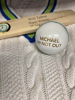Personalised Vintage White Leather Cricket Ball, 5 of 12