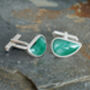 9ct Natural Emerald Cufflinks In Solid Sterling Silver, thumbnail 2 of 2