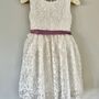 3D Floral Lace White Flower Girl Child Dress And Sash, thumbnail 11 of 12
