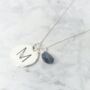 Sapphire Floral Initial September Birthstone Necklace, thumbnail 1 of 5