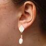 White Porcelain Diamond Shape Earrings With Pearls, thumbnail 1 of 3