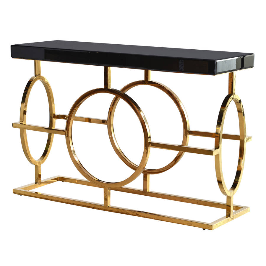 Black Glass Topped Console Table By Out There Interiors