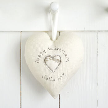 Personalised 25th Silver Wedding Anniversary Heart Gift, 4 of 11