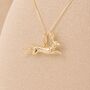 Personalised Gold Plated Sterling Silver Leaping Hare Necklace, thumbnail 2 of 7