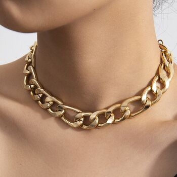 Gold Plated Figaro Chain Choker Necklace, 7 of 9