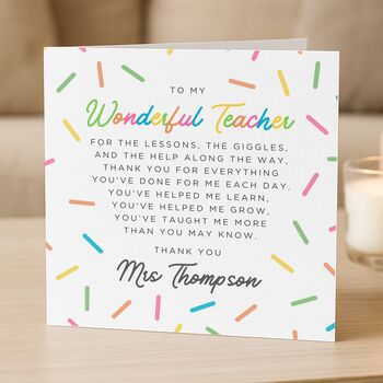 Personalised Thank You Card For Teacher, 4 of 7