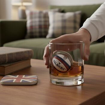 Personalised English Rugby Ball Whisky Glass, 2 of 6