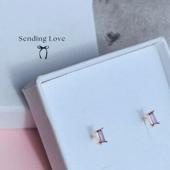 Amethyst Gemstone Stud Earrings Gift For Her, 2 of 4