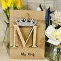 Personalised Valentines Wooden Letter Card King Crown, thumbnail 2 of 6