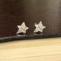 Thank You Teacher Sterling Silver Tiny Star Earrings Gift, thumbnail 3 of 12