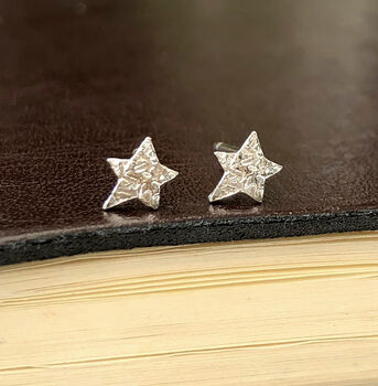 Thank You Teacher Sterling Silver Tiny Star Earrings Gift, 3 of 12