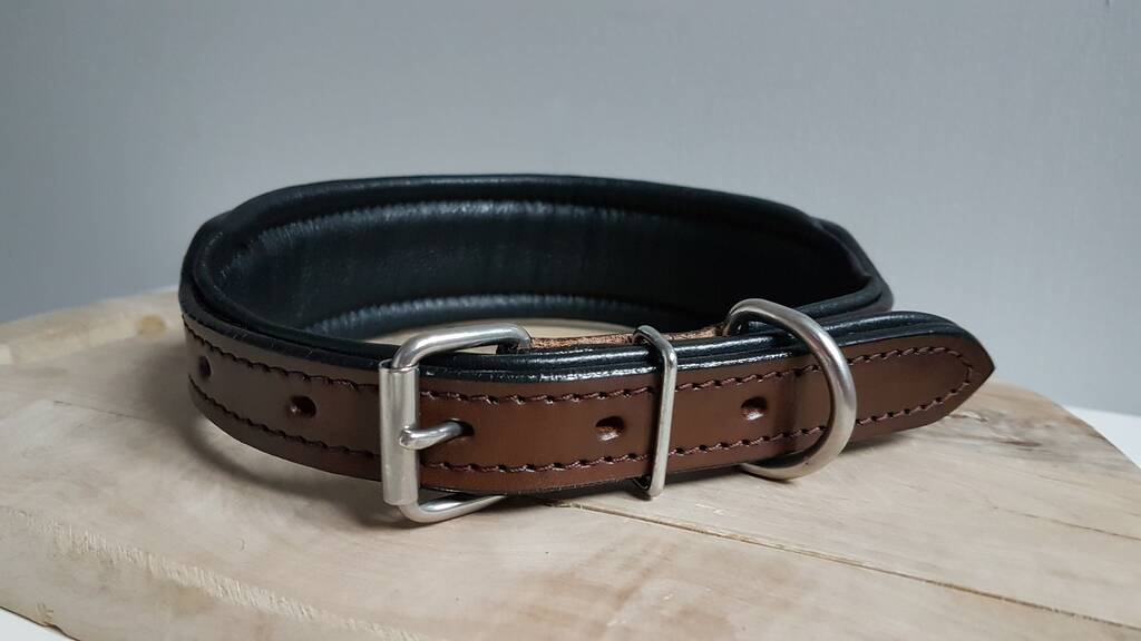 Genuine Leather Hand Stitched Beaded Colour Dog Collar By Ollie & Co