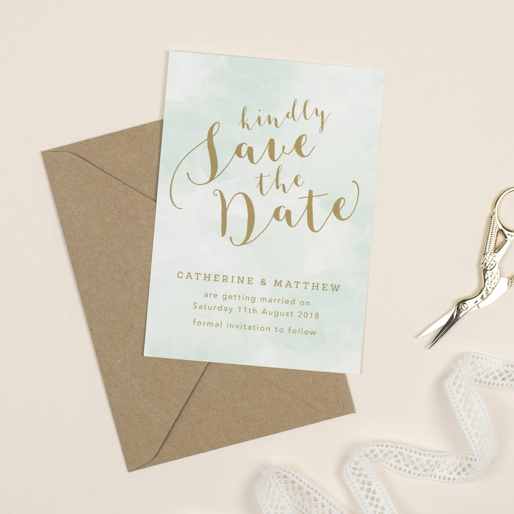 Mint Romance Wedding Save The Date Cards