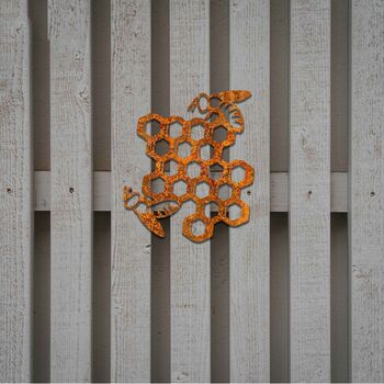 Bees On Honeycomb, Garden Gift, Outdoor Wall Art, 9 of 9