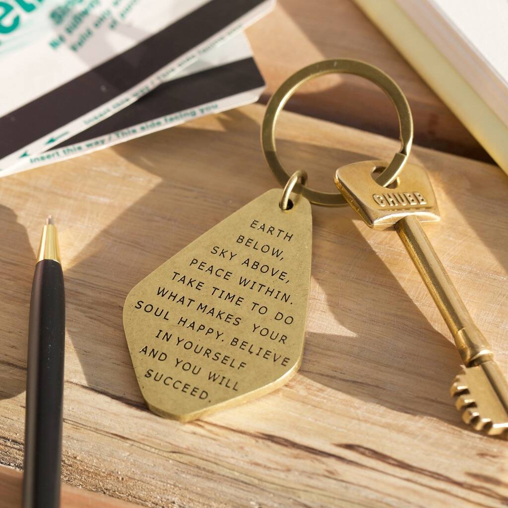 'Believe In Yourself' Antiqued Brass Keyring, 1 of 2