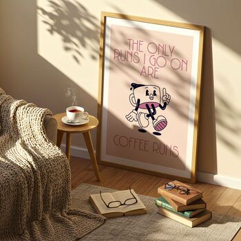 Retro Coffee Art Print, Kitchen Print, Coffee Gift, Running Gift, 3 of 4