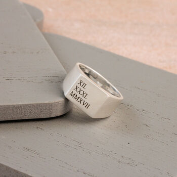 Roman Numerals Silver Signet Ring, 3 of 8