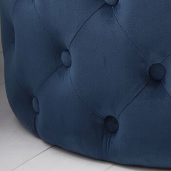 Blue Velvet Buttoned Footstool, 3 of 3