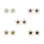 9ct Gold Flower Of Hearts Birthstone Studs, thumbnail 1 of 9