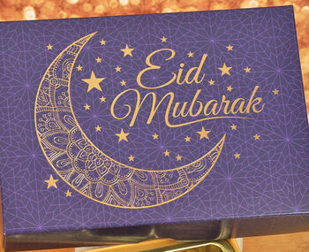 Eid Mubarak Purple And Gold 12 Chocolate Gift Box, 2 of 2