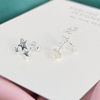 Friendship Sterling Silver Star Cluster Earrings, 2 of 7