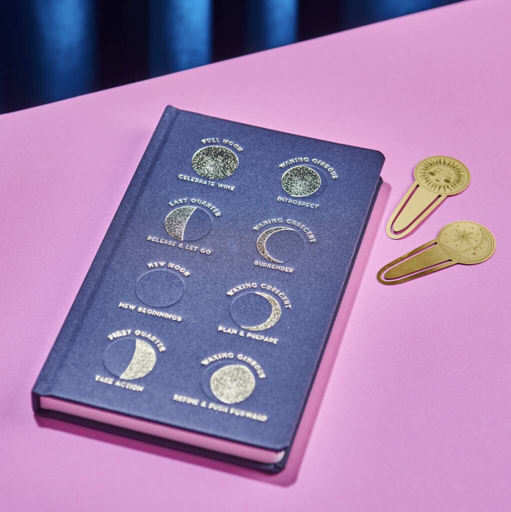 Moon Phases Journal And Two Matching Brass Bookmarks, 1 of 4