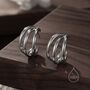 Chunky Triple Hoop Stud Earrings Sterling Silver, thumbnail 3 of 12