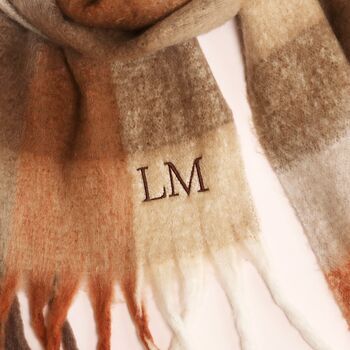 Personalised Brown Check Winter Scarf, 2 of 5