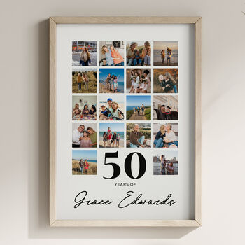Personalised 50th Birthday Gift, Custom Photo Collage, 2 of 6