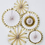 White And Gold Foiled Party Celebration Fan Decorations, thumbnail 1 of 3