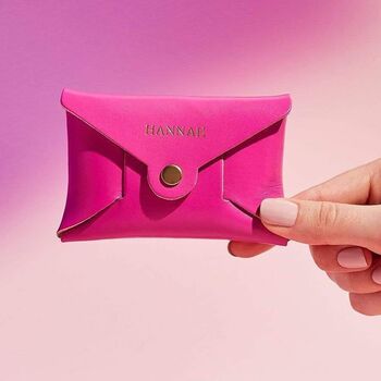 Personalised Fuchsia Pink Leather Card + Coin Purse, 3 of 7
