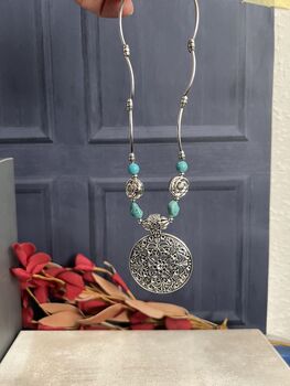 Turquoise And Silver Statement Necklace, 7 of 7