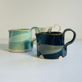 Ceramic Loop Handle Mini Jugs 180ml 6floz Capacity With Splash Design, 2 of 12