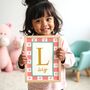 Girls Personalised Initial And Name Wall Print For Bedroom Or Nursery, thumbnail 2 of 3