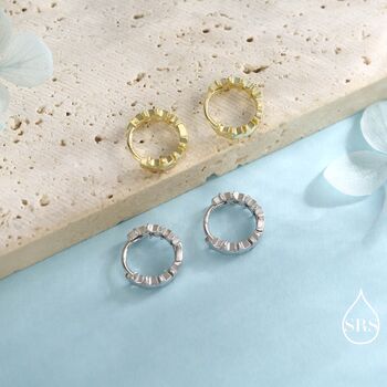 Star Motif Huggie Hoop Earrings In Sterling Silver, 8 of 12