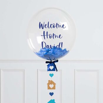 Personalised Blue Home Confetti Bubble Balloon, 2 of 2
