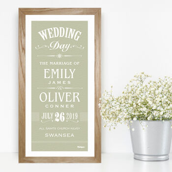 Personalised Wedding Day Date Print, 2 of 5